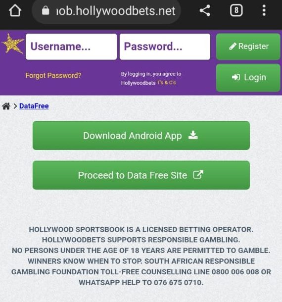Hollywoodbets Data-Free Webpage