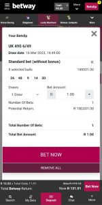Betway Lucky Numbers Betting 2