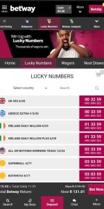 Betway Lucky Numbers Betting 6