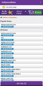 Hollywoodbets Data free App Download Lucky numbers page