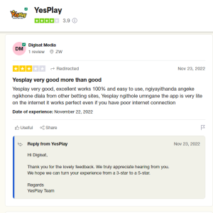 YesPlay Trust Pilot Reviews