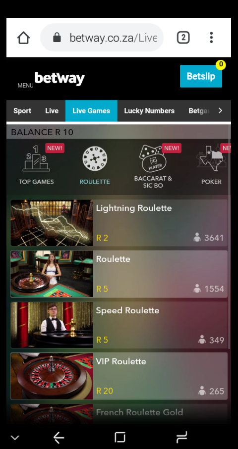 Betway Roulette